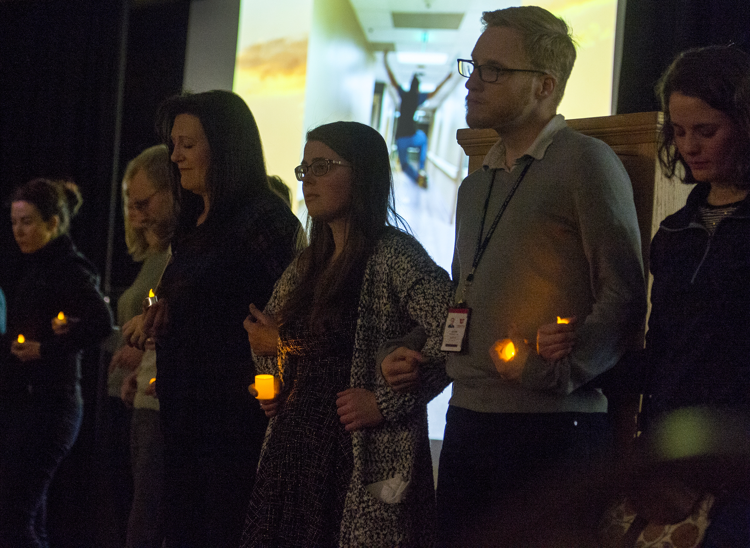 Leah Hogsten | The Salt Lake Tribune Fellow interns, faculty and aquaintences of Sarah Hawley from the University of Utah's School of Medicine link arms during a candlelight vigil, Feb. 4, 2019, in memory of the physician, who began her residency at the school last year. On Jan. 27, 2019 Salt Lake City police found 27-year-old Sarah Hawley and her boyfriend, Travis Geddes, dead at their Sugar House home. Geddes, 30, shot Hawley before killing himself. 