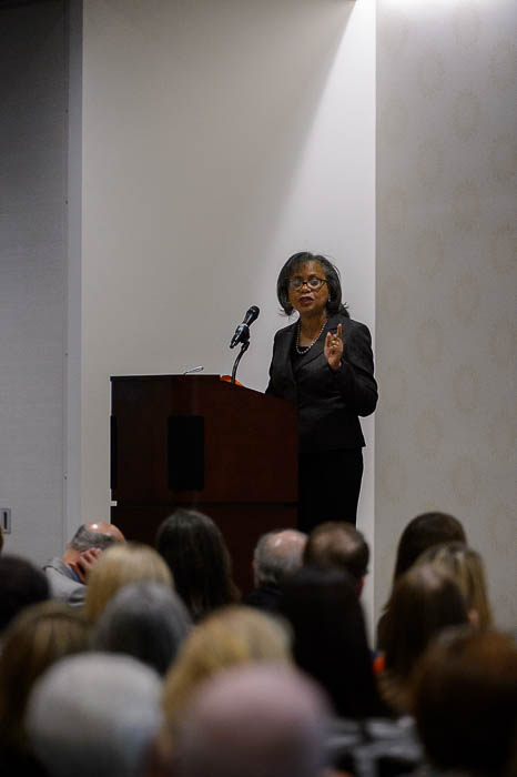(Trent Nelson | The Salt Lake Tribune) Anita Hill speaks at the University of Utah in Salt Lake City, Wednesday Sept. 26, 2018.