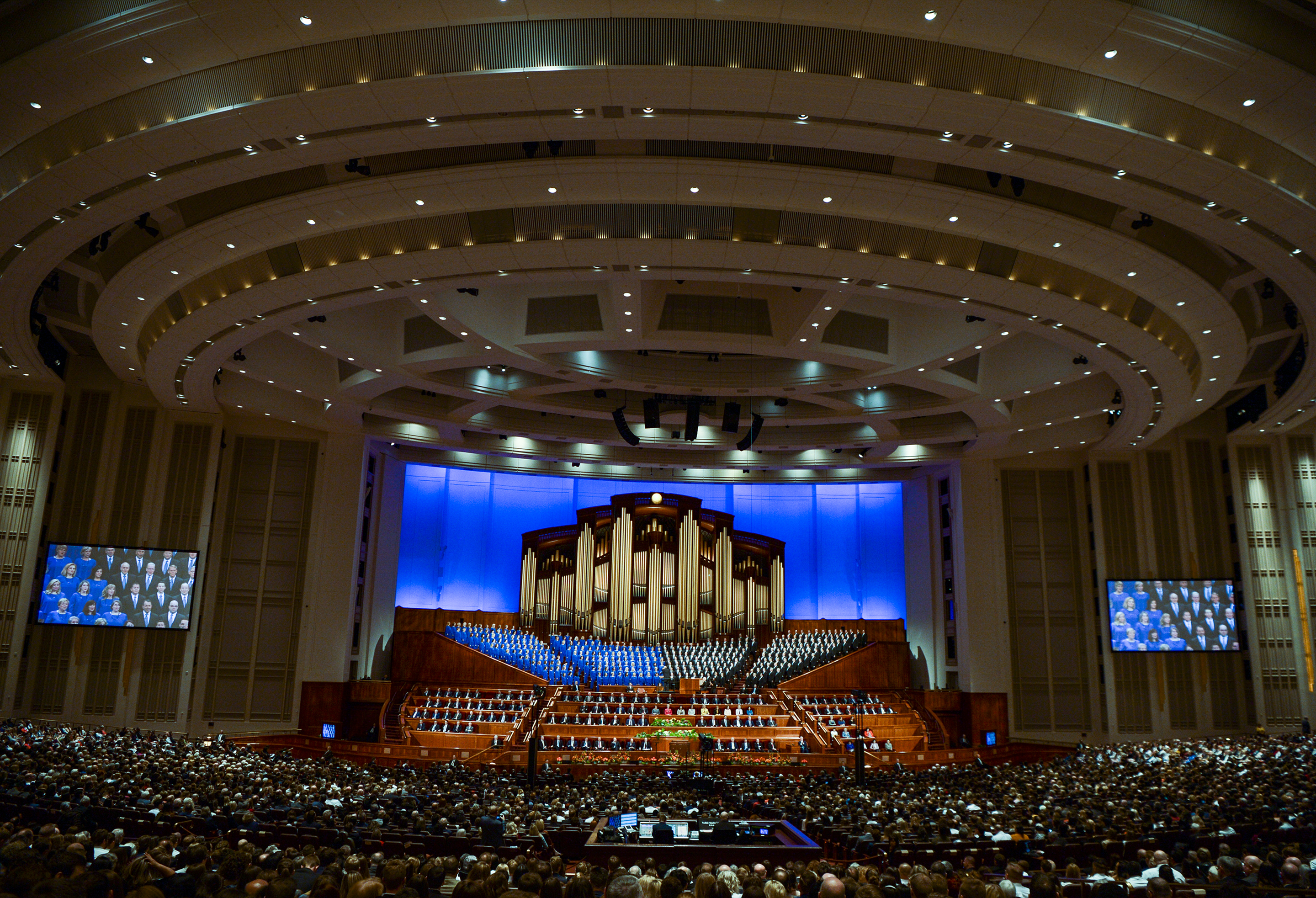 (Leah Hogsten | The Salt Lake Tribune) Members of The Church of Jesus Christ of Latter-day Saints attend the morning session during 189th Annual General Conference in Salt Lake City.