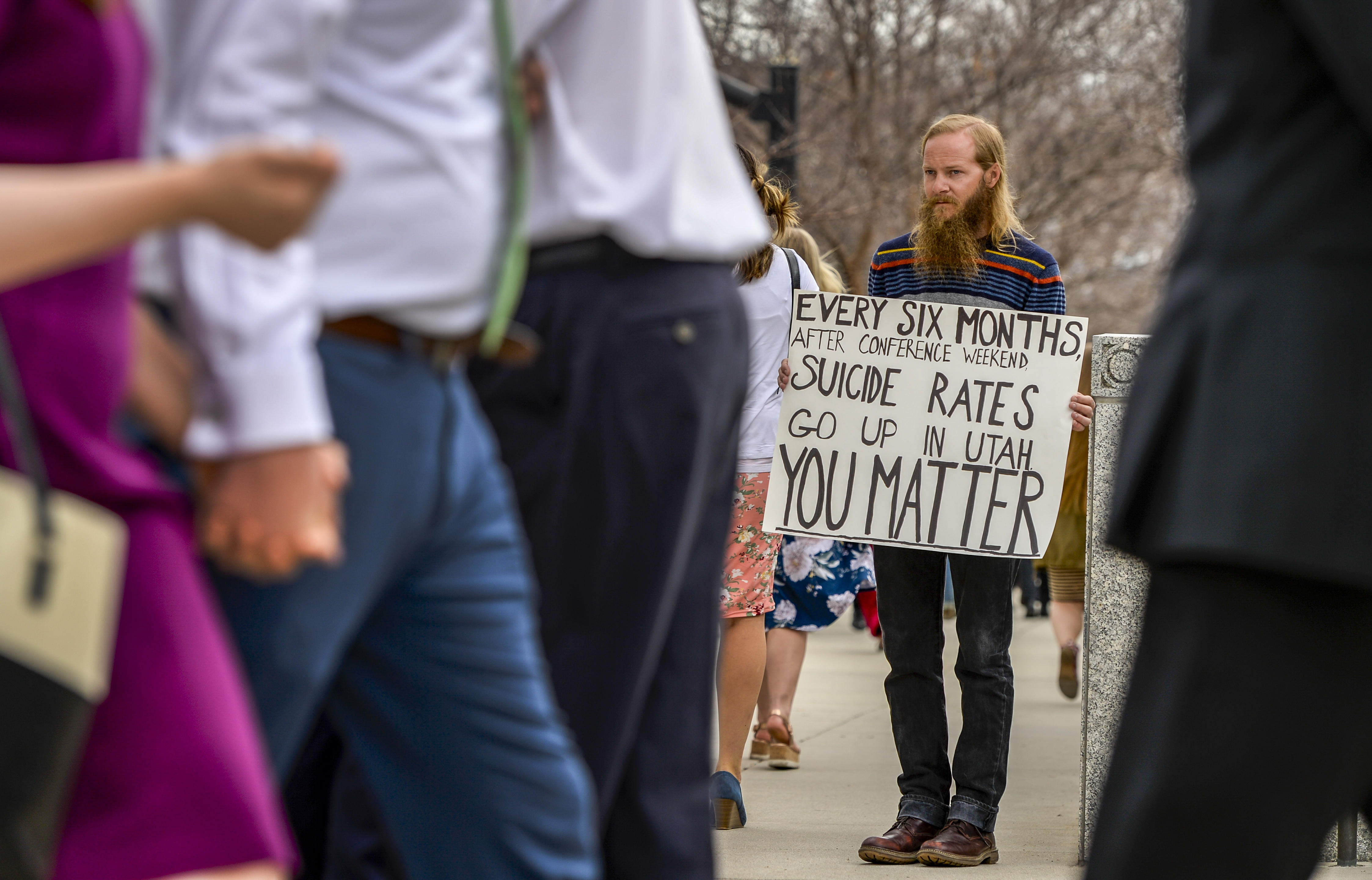 Leah Hogsten | The Salt Lake Tribune "It's a public relations move," said Chase Cluff of The Church of Jesus Christ of Latter-day Saints' change in policy regarding LGBTQ members outside the 189th Annual General Conference of The Church of Jesus Christ of Latter-day Saints, April 6, 2019 in Salt Lake City.