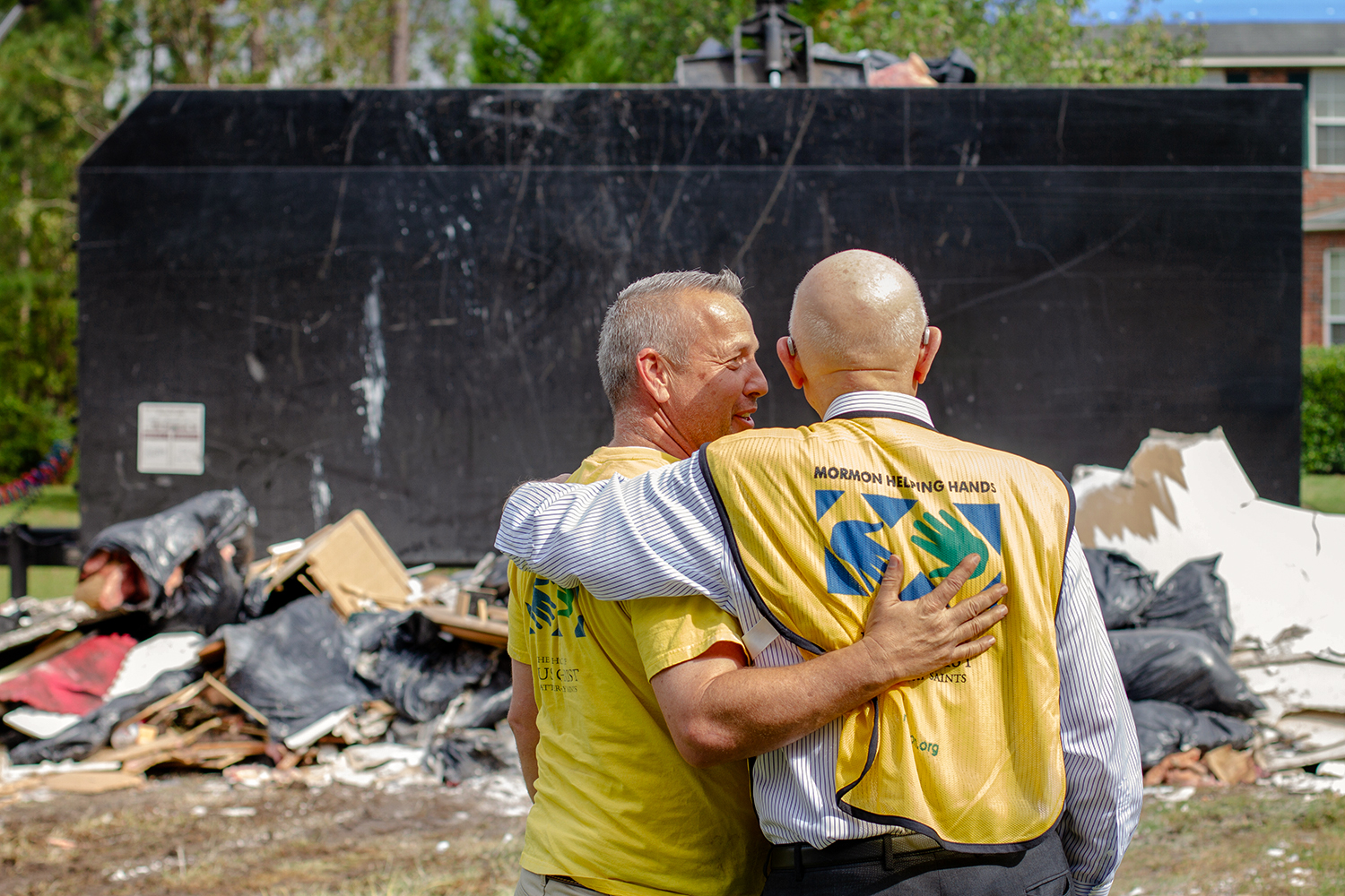 (Courtesy photo | The Church of Jesus Christ of Latter-day Saints) A North Carolina resident tells President Dallin H. Oaks about his experience of living through Hurricane Florence.