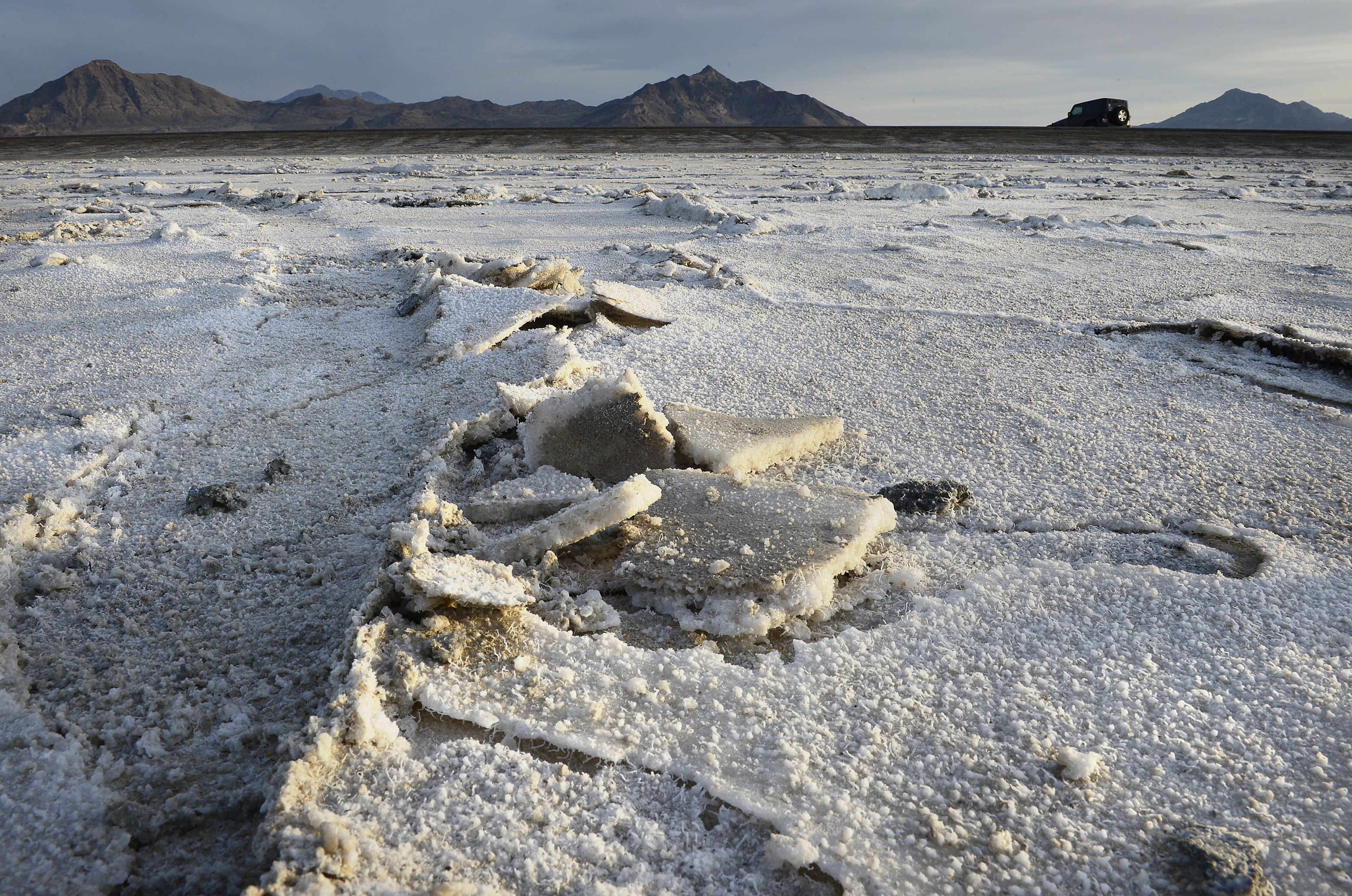 (Scott Sommerdorf | The Salt Lake Tribune) The terrain underfoot on the salt flats at the Salt Flats 100 Endurance Run, Saturday, May 5, 2018. 