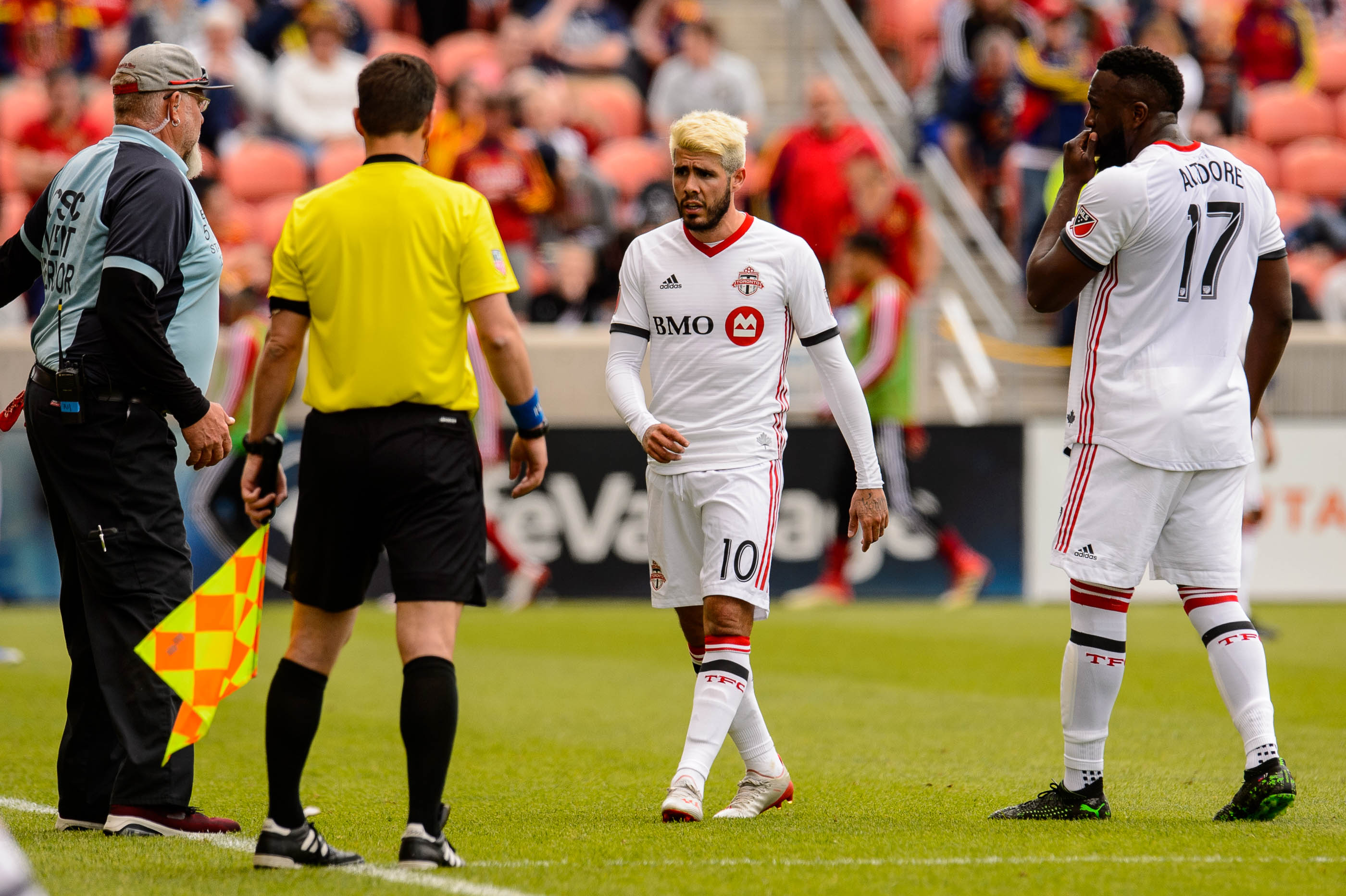 (Trent Nelson | The Salt Lake Tribune) Toronto FC midfielder Alejandro Pozuelo (10) walks off the field after a red card as Real Salt Lake hosts Toronto FC, MLS Soccer at Rio Tinto Stadium in Sandy on Saturday May 18, 2019.