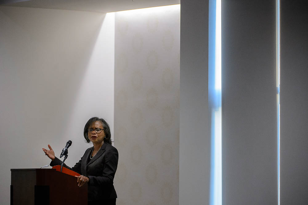(Trent Nelson | The Salt Lake Tribune) Anita Hill speaks at the University of Utah in Salt Lake City, Wednesday Sept. 26, 2018.