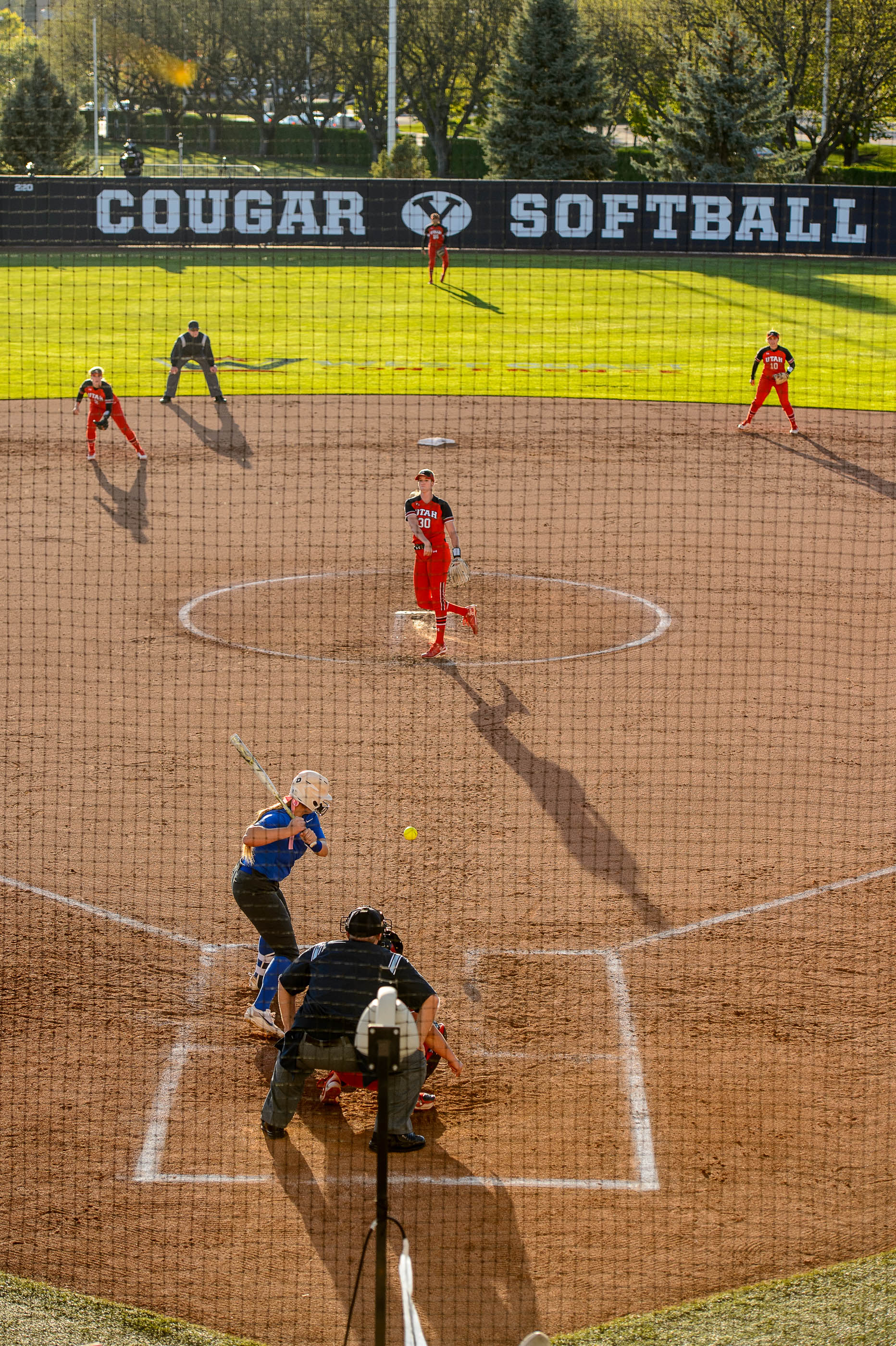 (Trent Nelson | The Salt Lake Tribune) BYU hosts the University of Utah, NCAA softball in Provo on Wednesday May 1, 2019.