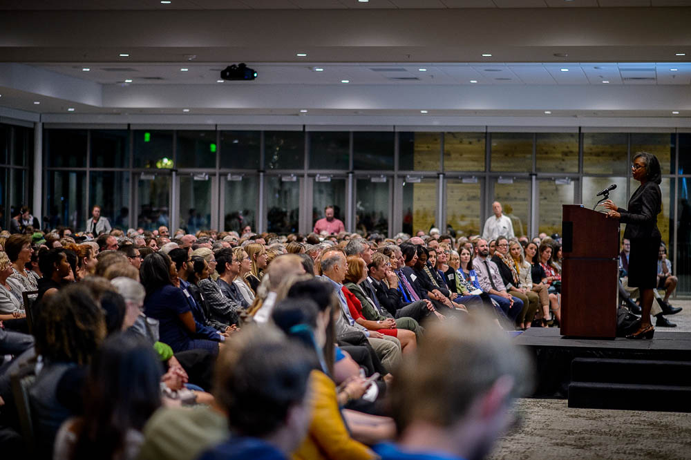 (Trent Nelson | The Salt Lake Tribune) Anita Hill speaks at the University of Utah in Salt Lake City, Wednesday Sept. 26, 2018.