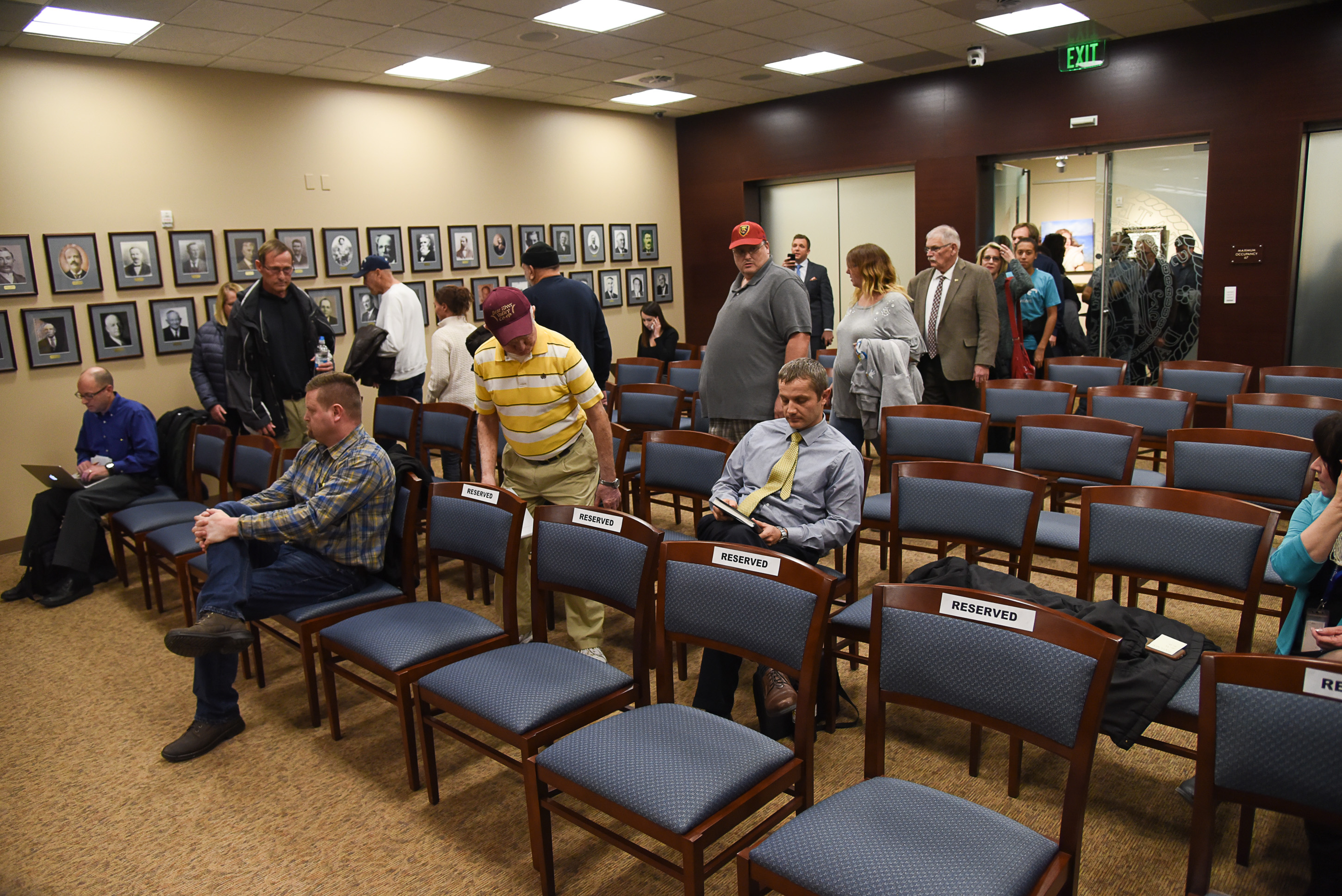 (Francisco Kjolseth | The Salt Lake Tribune) U.S. Senator Mitt Romney gets ready to hold a town hall meeting in the Davis County Commissioner Chambers, Tuesday, January 22, 2019, to hear from local residents.