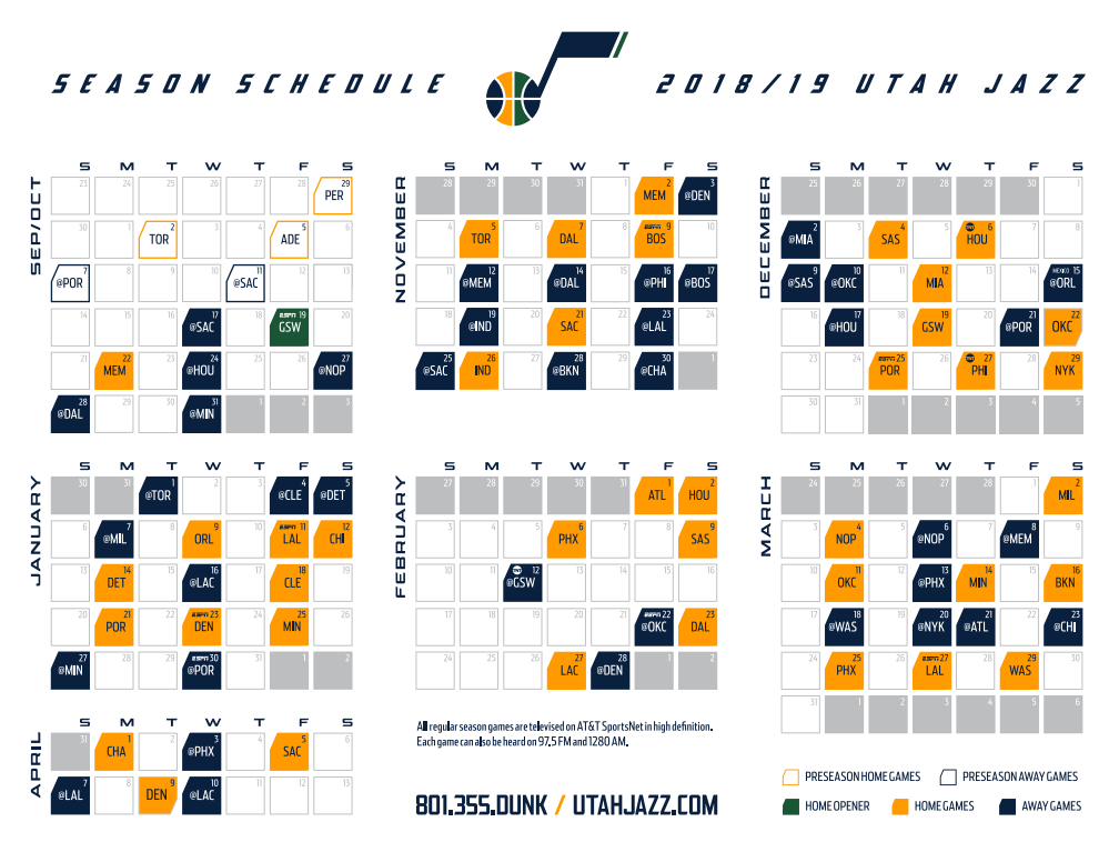 Jazz 2018 19 Schedule Starts Tough But Has A Favorable Ending The 