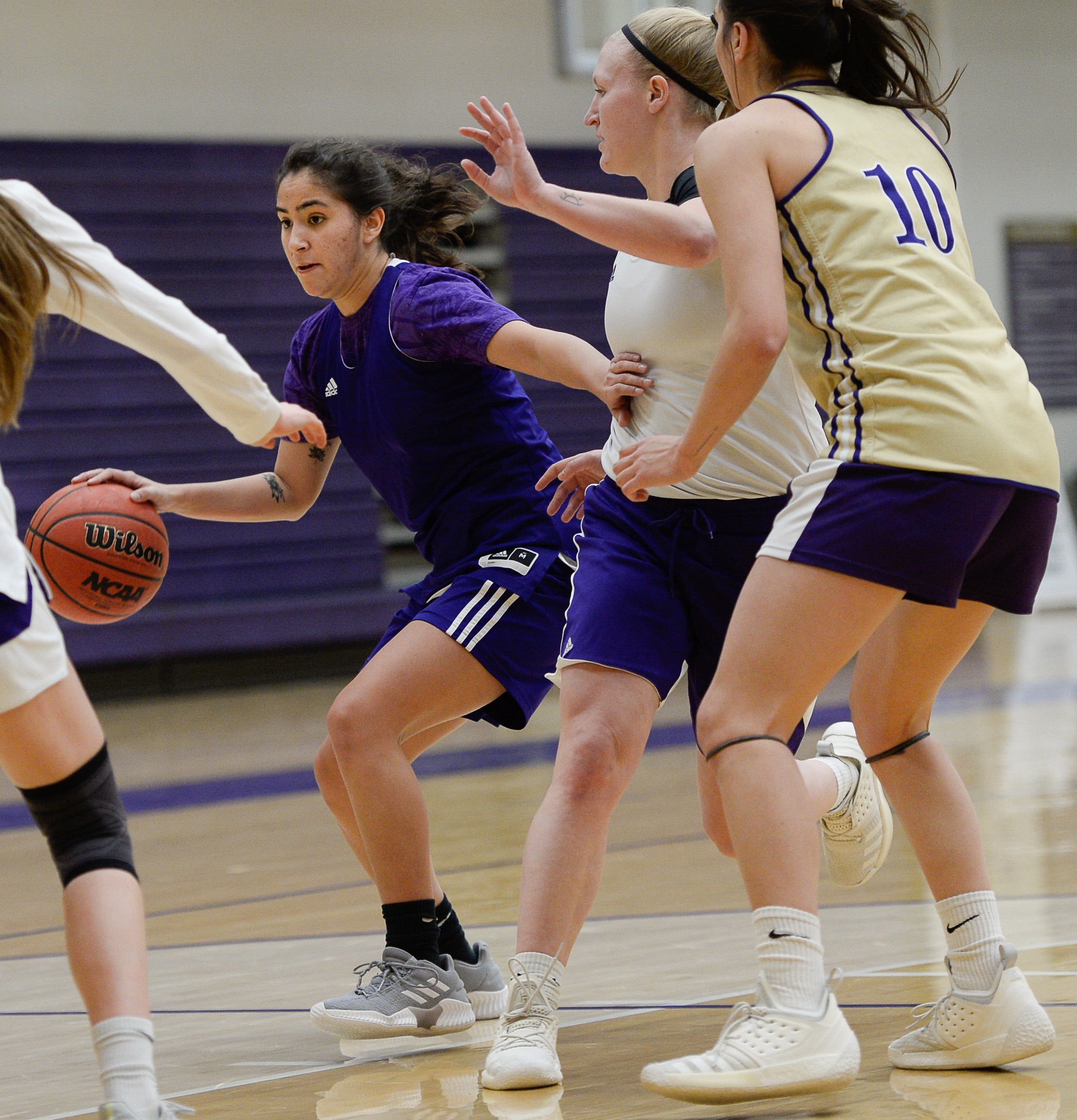 (Francisco Kjolseth | The Salt Lake Tribune) Denise Gonzales, a senior guard on Westminster's women's basketball team, drives the ball to the basket during practice recently. 