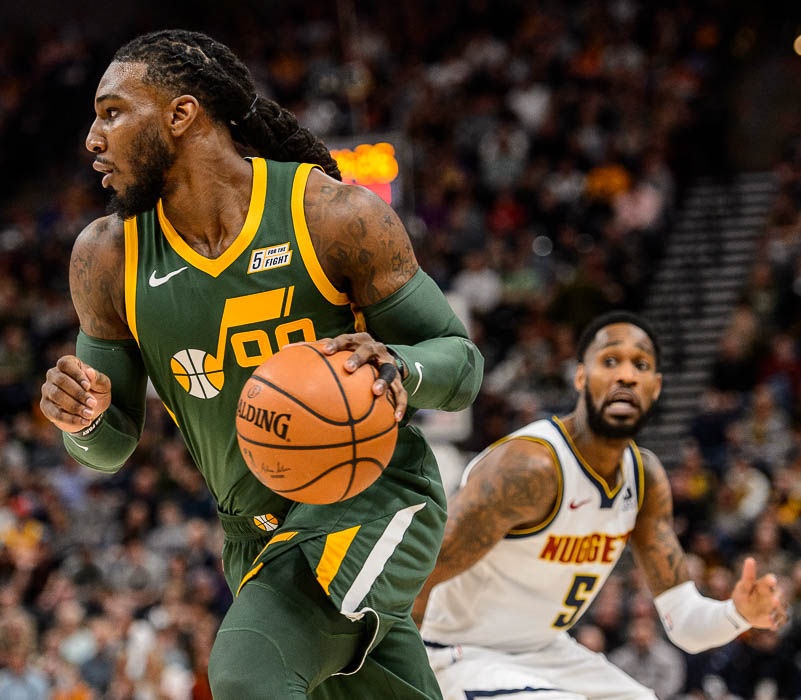 (Trent Nelson | The Salt Lake Tribune) Utah Jazz forward Jae Crowder (99) as the Utah Jazz host the Denver Nuggets, NBA basketball in Salt Lake City on Wednesday Jan. 23, 2019.