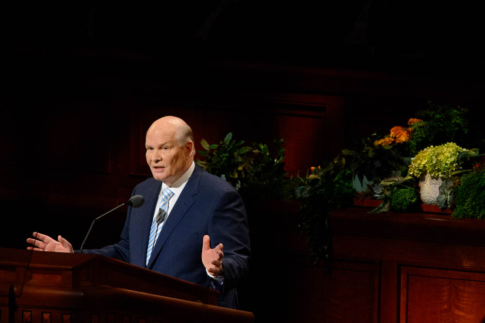 (Trent Nelson | The Salt Lake Tribune) Elder Dale G. Renlund speaks during the morning session of the189th Annual General Conference of The Church of Jesus Christ of Latter-day Saints in Salt Lake City on Sunday April 7, 2019.