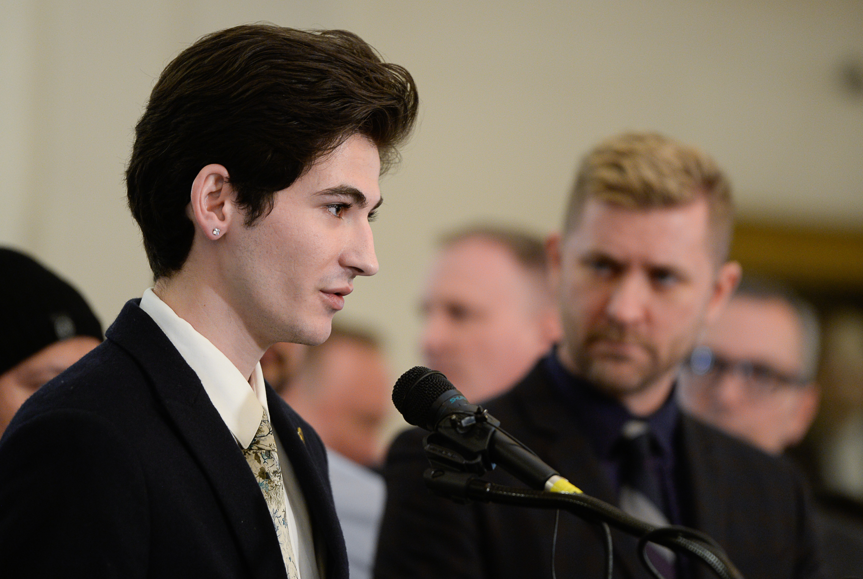 (Francisco Kjolseth | The Salt Lake Tribune) Nathan Dalley, 19, a University of Utah student relays his experience with conversion therapy during a press event at the Utah Capitol on Thursday, Feb. 21, 2019, to announce legislation being introduced to ban conversion therapy.