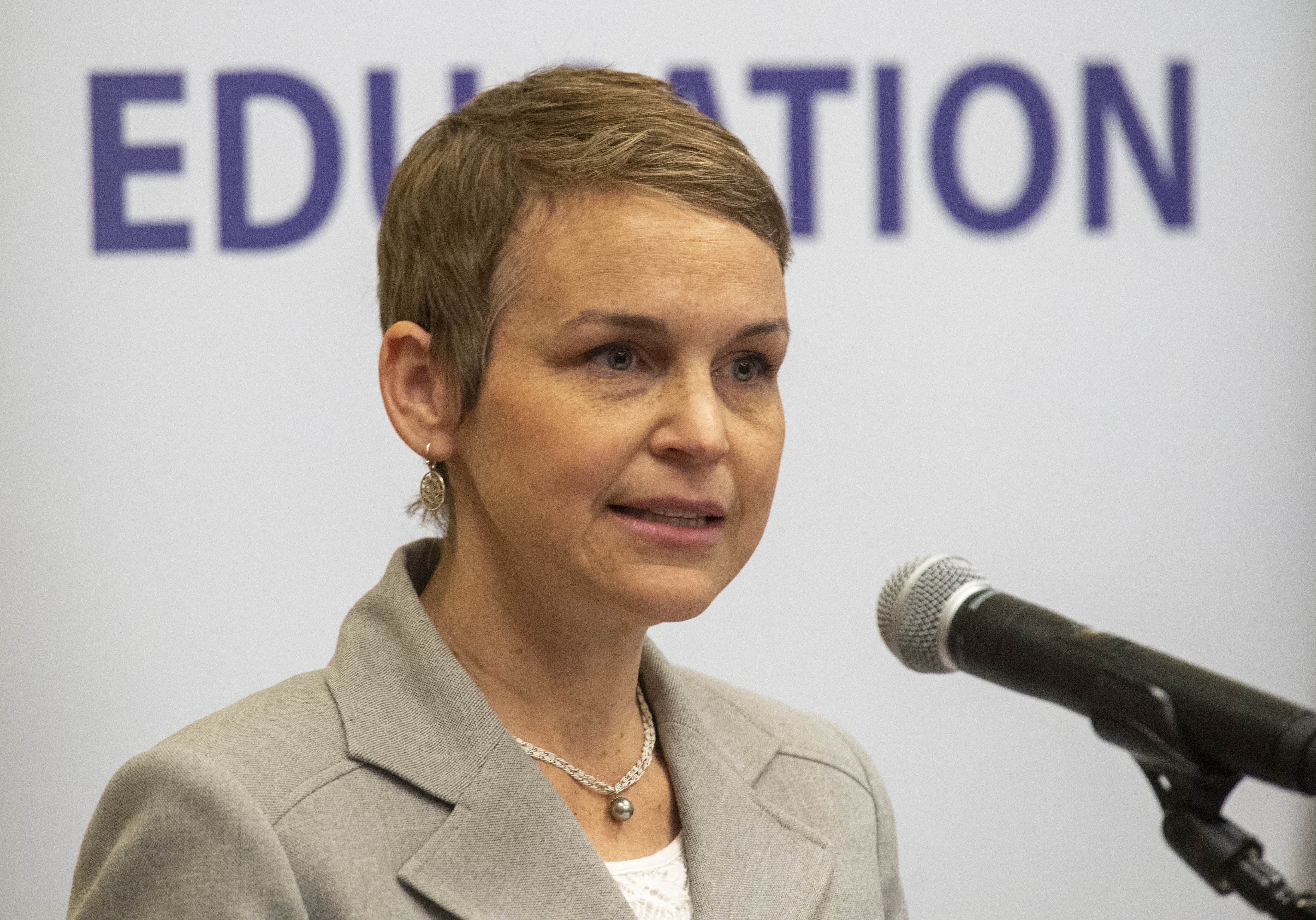 (Rick Egan | The Salt Lake Tribune) Utah State Board of Education Vice Chair Brittney Cummins speaks at a news conference at the Capitol, as the Utah State Board of Education presented it's legislative priorities. Monday, Jan. 28, 2019. 