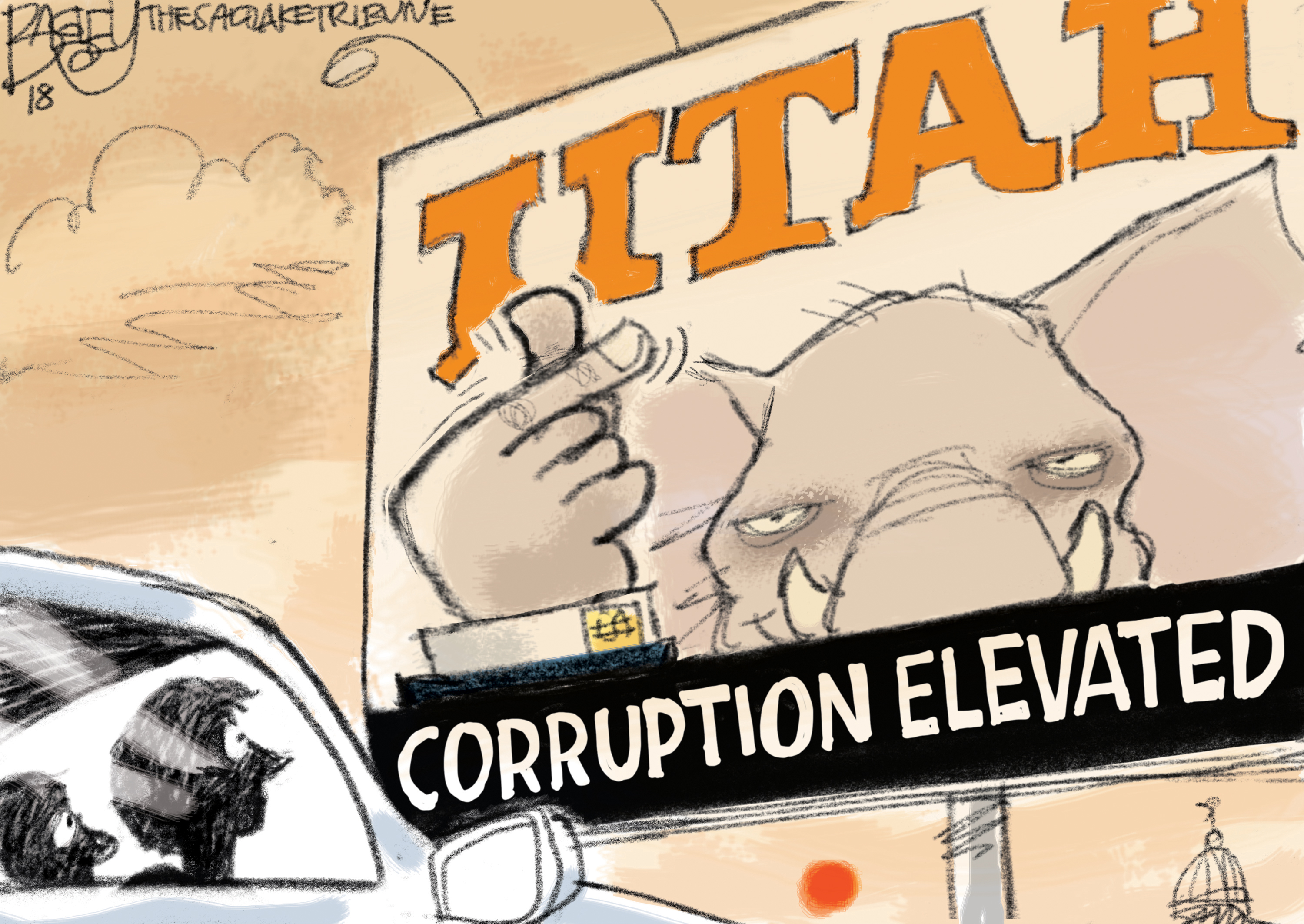 This Pat Bagley cartoon, titled “The Swamp, Utah Edition,” appears in The Salt Lake Tribune on Tuesday, September 11, 2018.