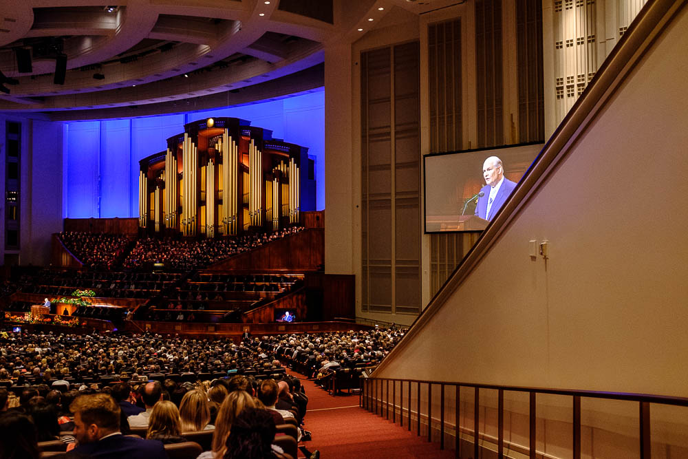 (Trent Nelson | The Salt Lake Tribune) Elder Dale G. Renlund speaks during the morning session of the189th Annual General Conference of The Church of Jesus Christ of Latter-day Saints in Salt Lake City on Sunday April 7, 2019.