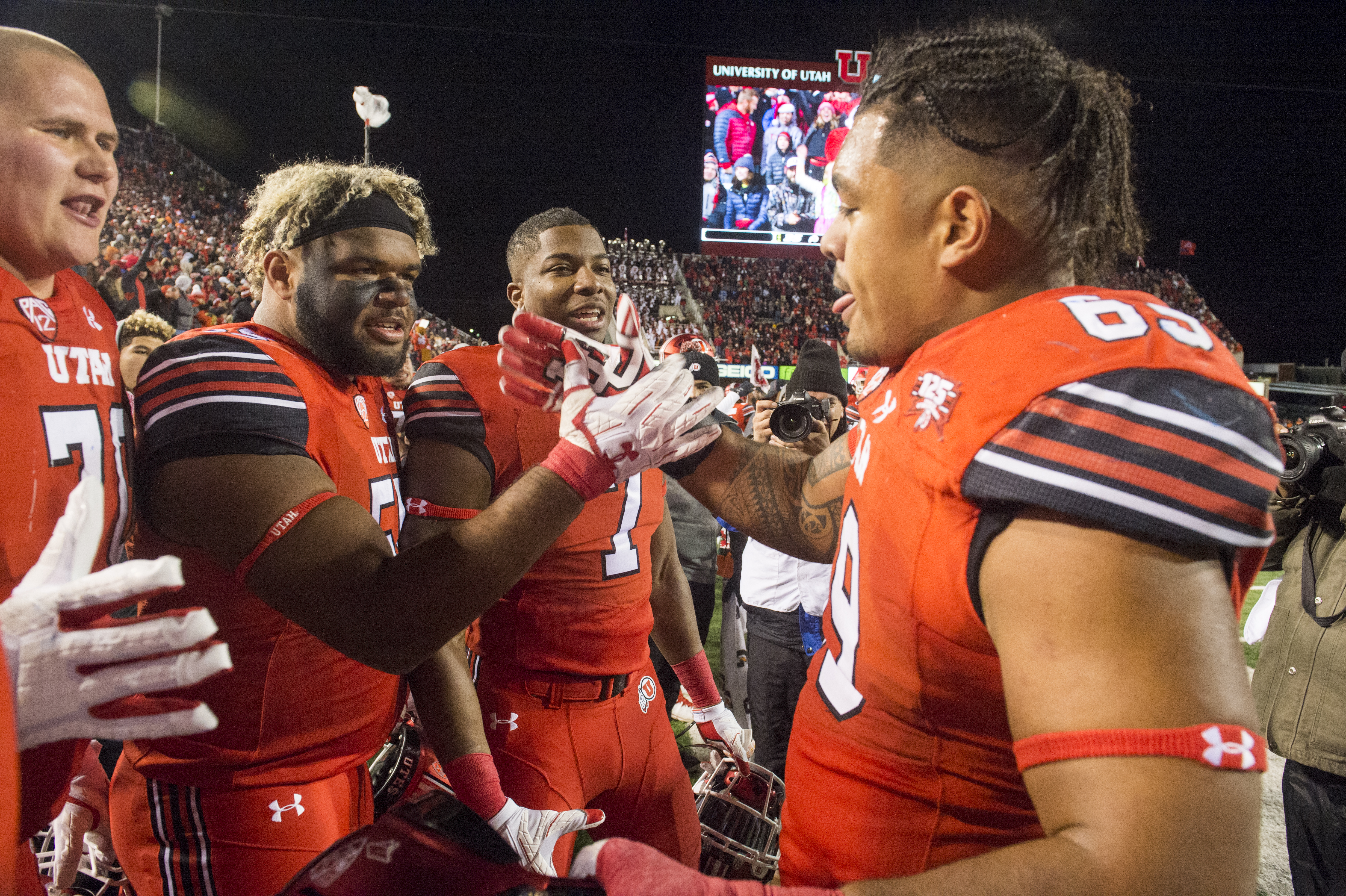 (Rick Egan | The Salt Lake Tribune) Utah Utes 35-27, win over Brigham Young Cougars, in football action between the Brigham Young Cougars and the Utah Utes, at Rice-Eccles Stadium, Saturday, November 24, 2018. 