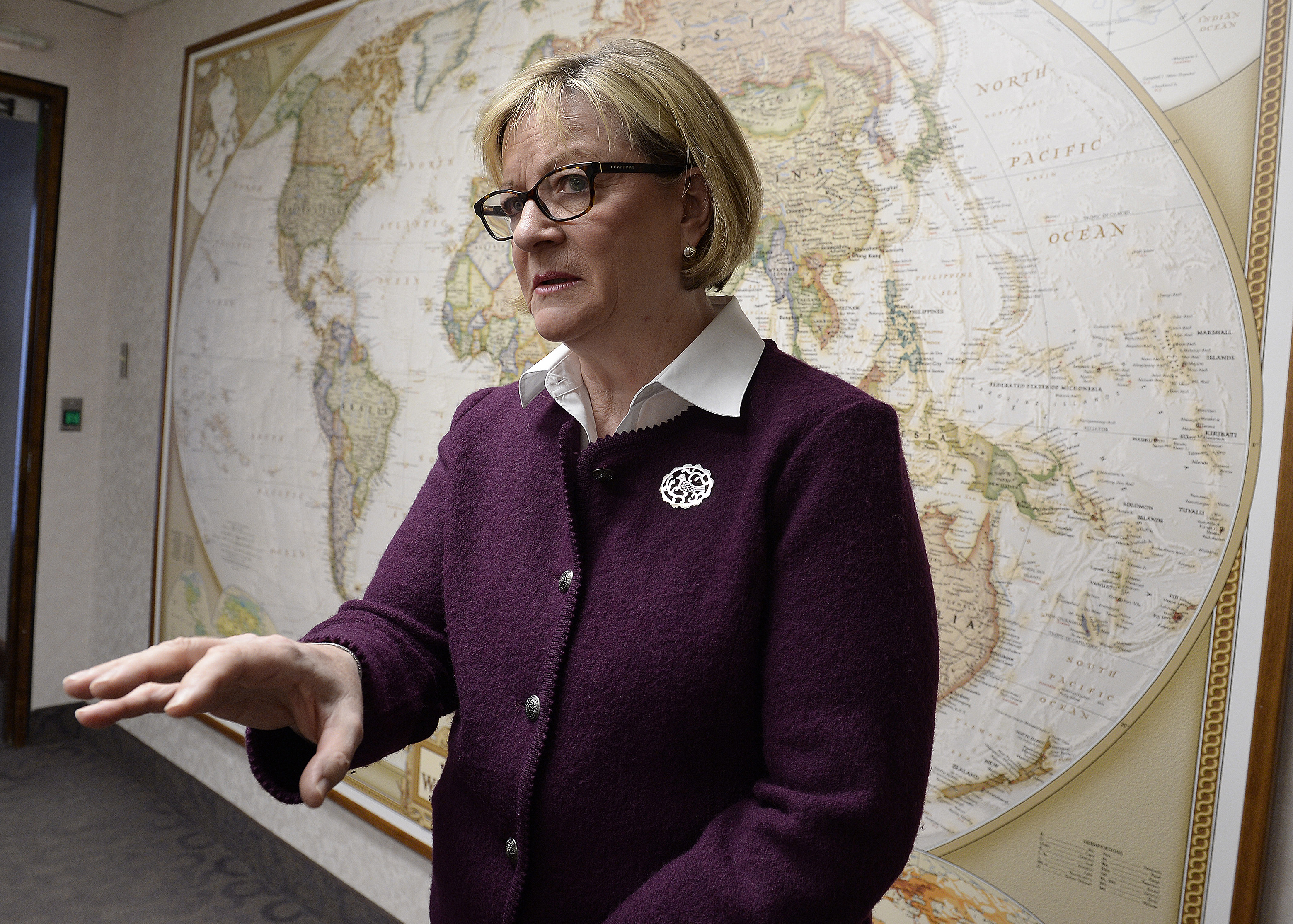 Scott Sommerdorf | The Salt Lake Tribune Young Women President Bonnie L. Oscarson discusses the effort to have missionaries reach out via the use of social media and video technology to connect with and teach people who want to learn more about the church, Thursday, March 8, 2018.