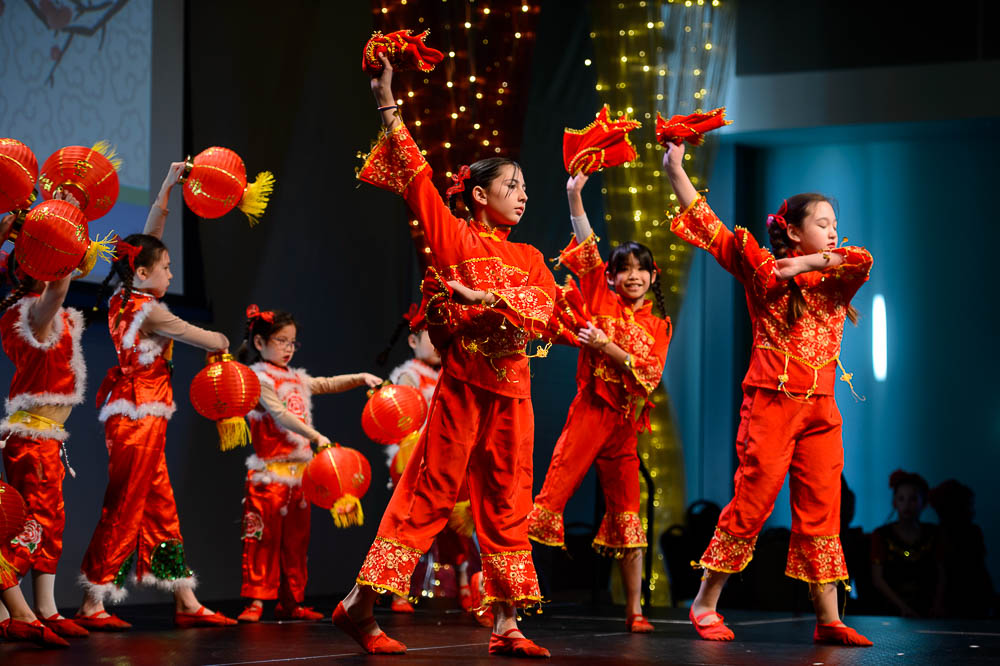 (Trent Nelson | The Salt Lake Tribune) Dancers from Utah Chinese Dance House perform at the Chinese New Year Celebration at the County Library's Viridian Event Center in West Jordan, Saturday Feb. 17, 2018.