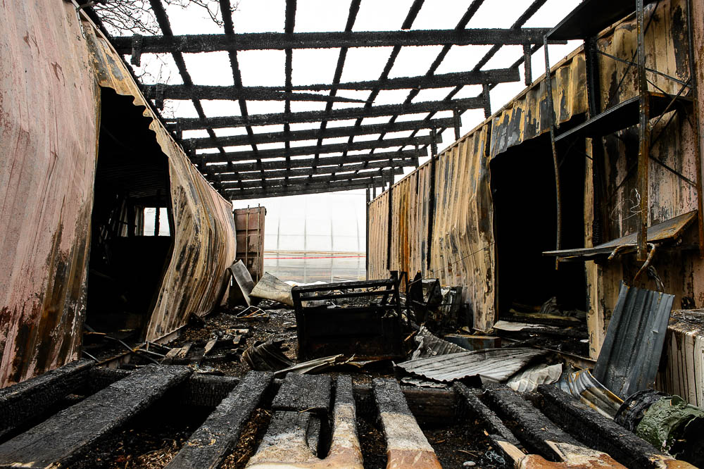 (Trent Nelson | The Salt Lake Tribune) Damage from a fire at Wasatch Community Gardens' downtown Salt Lake City location on Tuesday April 2, 2019.