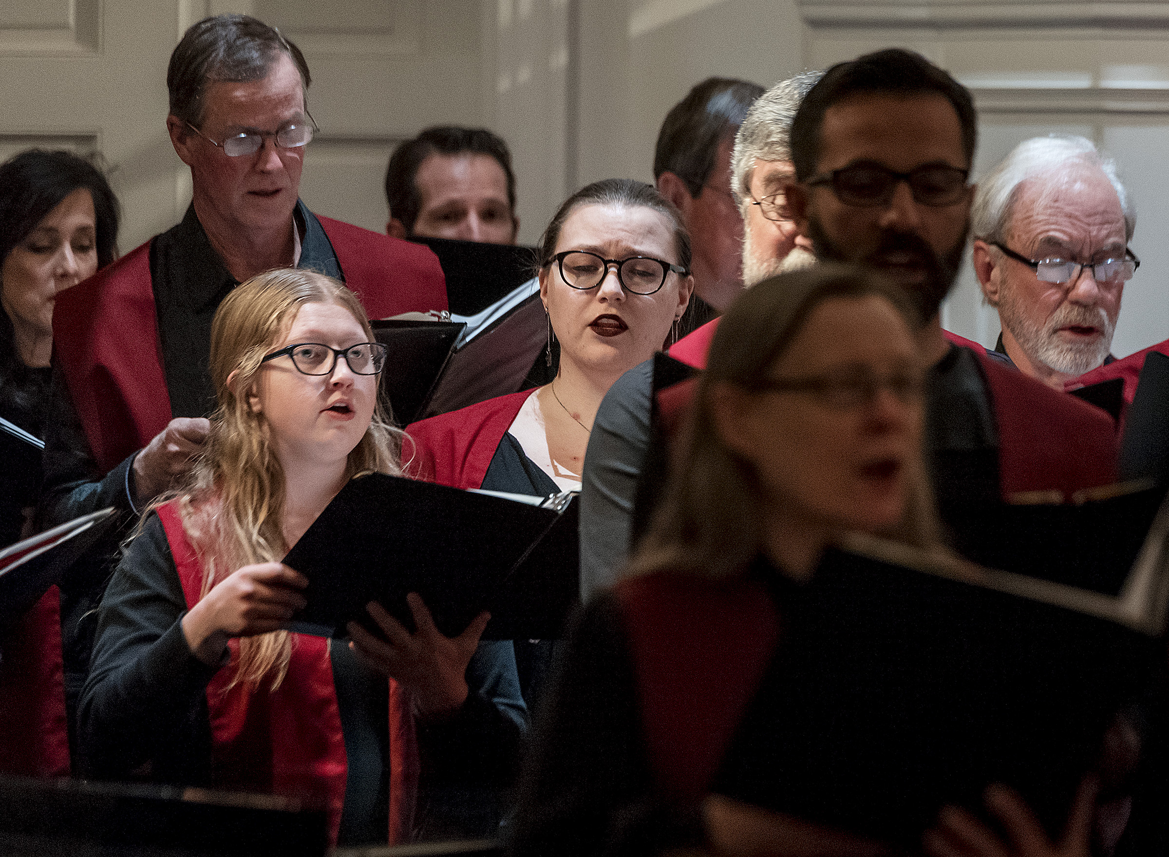 Michael Mangum | Special to the Tribune Members of the choir sing during a vigil held at First Unitarian Church in Salt Lake City, UT on Wednesday, January 30th, 2019. The vigil marked the one-year anniversary of when Vicky Chavez came to the church seeking sanctuary from deportation.