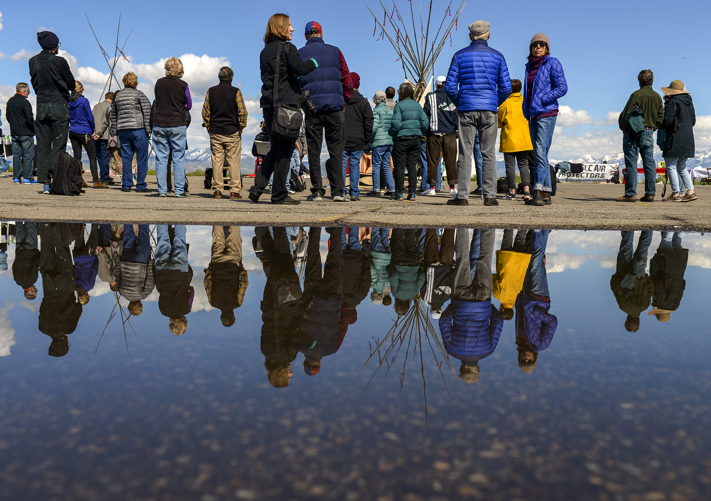 Leah Hogsten | The Salt Lake Tribune The "Stop the Polluting Port" community coalition staged a May Day celebration, calling for respect and awareness of the water, earth and air regarding the 20,000 acres west of Salt Lake City where the inland port industrial site has been proposed.